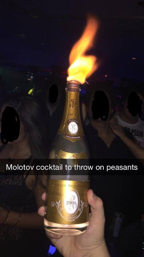 rich kids snapchatrich kids champagne - pia Molotov cocktail to throw on peasants Louis Roed Listal V. 2006
