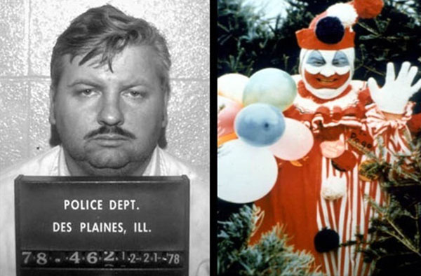 Probably the most notorious killer clown in human history, John Wayne Gacy was a Chicago serial killer responsible for the murders of at least 33 young boys. As "Pogo The Clown", Gacy performed at children's parties during his time off from working as a building contractor. In 1972, he brought a teenage boy named Timothy McCoy to his house and killed him, disposing of the body in the crawlspace. He would go on to lure dozens more to his murder den before he was caught in 1978. Imprisoned for life, he started a second career as a painter, creating images of himself in full clown makeup.