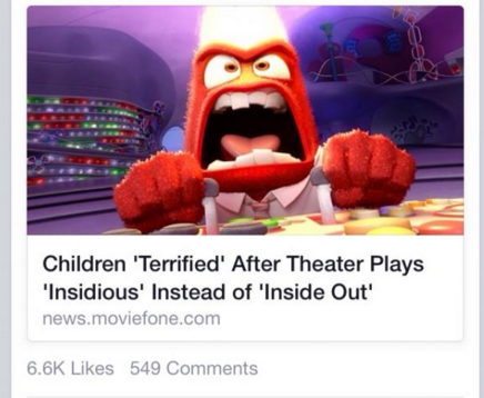 ucsf children's hospital - Children 'Terrified' After Theater Plays 'Insidious' Instead of 'Inside Out' news.moviefone.com 549