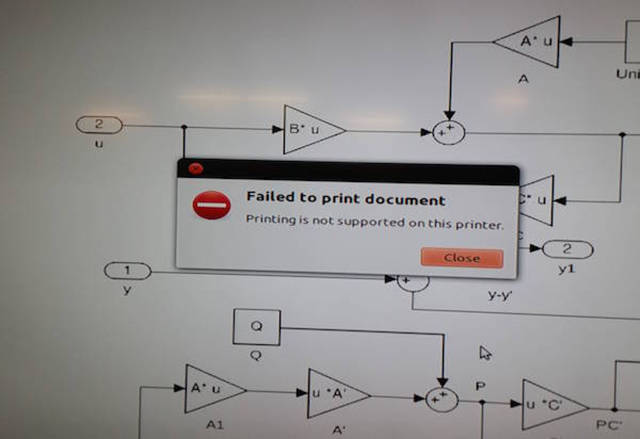 design - Uni Failed to print document Printing is not supported on this printer. Close yy uc Pc