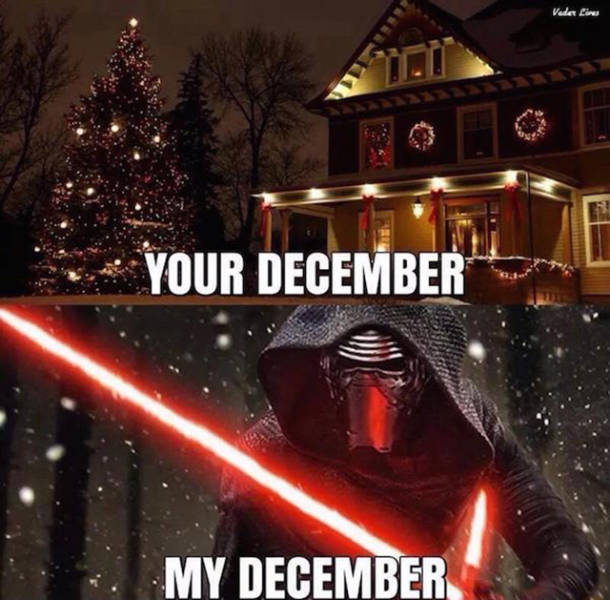Star Wars meme about how December is about the new movie, not Christmas.