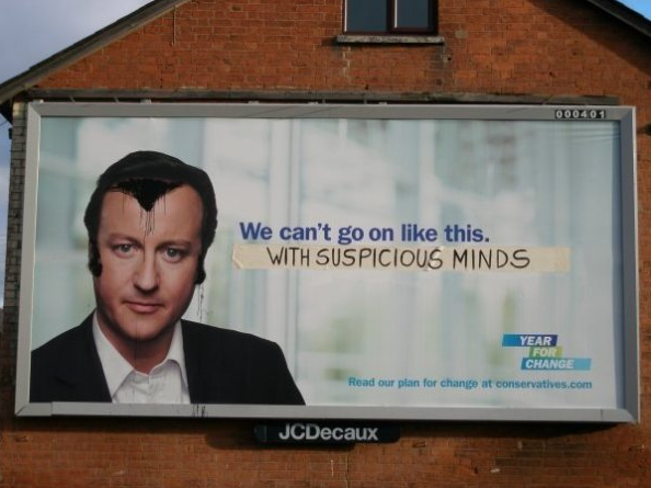 david cameron we can t go on like this - Q002 011 We can't go on this. With Suspicious Minds Year For Change Read our plan for change at conservatives.com JCDecaux