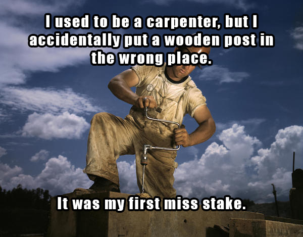 dad jokes - douglas dam tva - I used to be a carpenter, but I accidentally put a wooden post in the wrong place. It was my first miss stake.