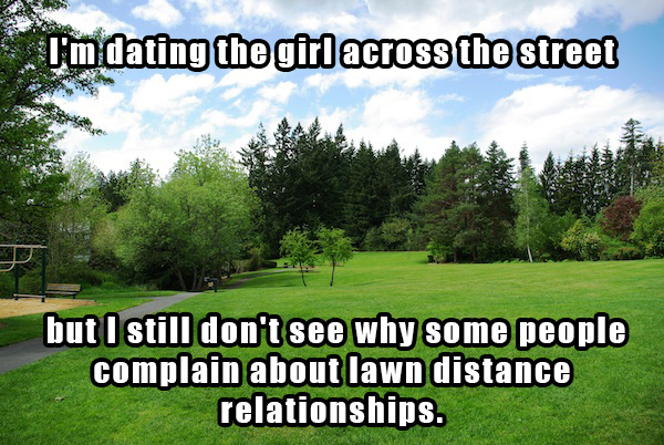 dad jokes - landscaping jokes - T'm dating the girl across the street Star 22 but I still don't see why some people complain about lawn distance relationships.