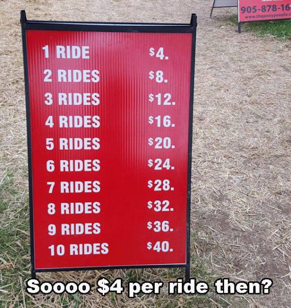 Photograph - 90587816 $4 1 Ride 2 Rides $8. $12. $16. $20. 3 Rides 4 Rides 5 Rides 6 Rides 7 Rides 8 Rides 9 Rides 10 Rides $24. $28. $32. $36. $40. Soooo $4 per ride then?