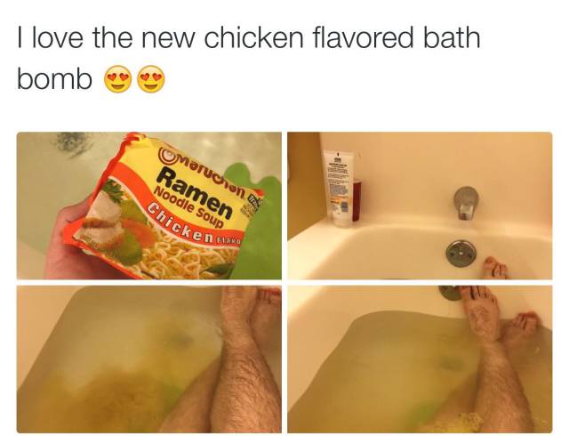 ramen bath bomb meme - I love the new chicken flavored bath bomb 3 Marchon Ramen Noodle Soup Chic Cken Fiat