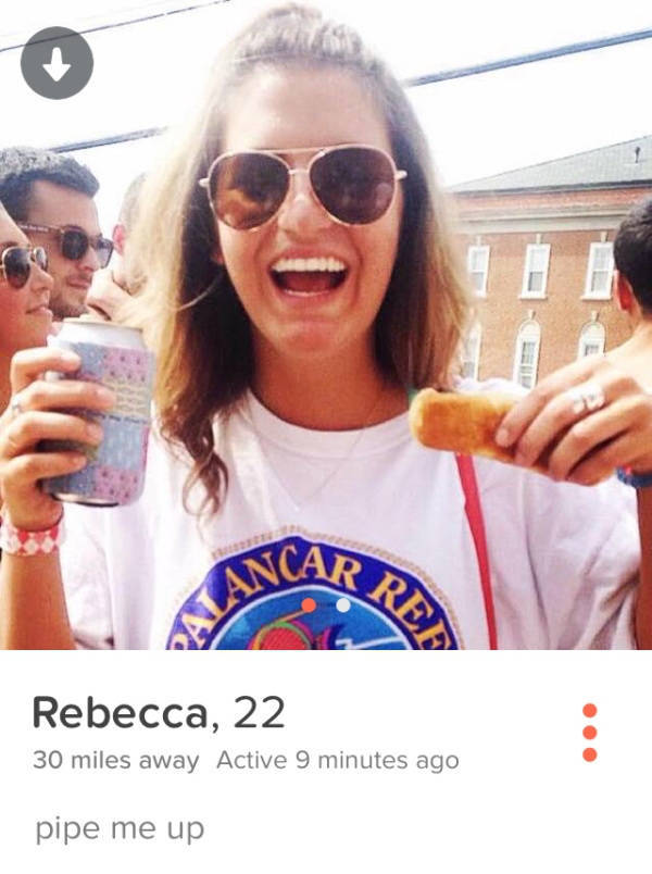 sunglasses - Rebecca, 22 30 miles away Active 9 minutes ago pipe me up