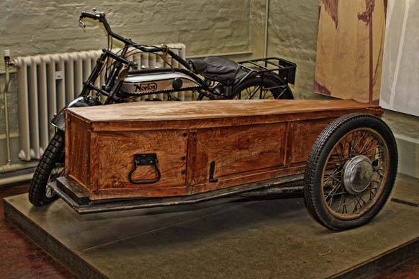 A side-car coffin for times when you were running late – to a funeral.