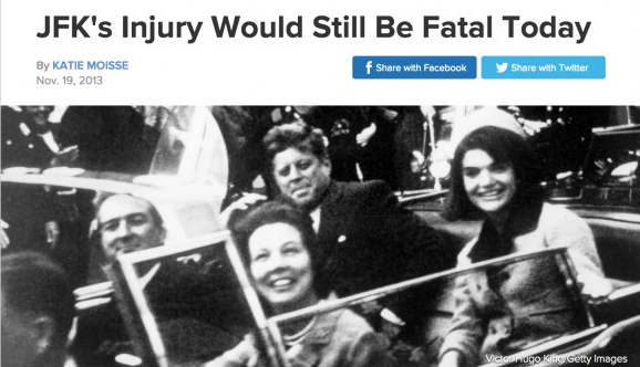 jfk kennedy assassination - Jfk's Injury Would Still Be Fatal Today By Katie Moisse Nov. 19, 2013 f with Facebook with Twitter Vicenugo King Getty Images