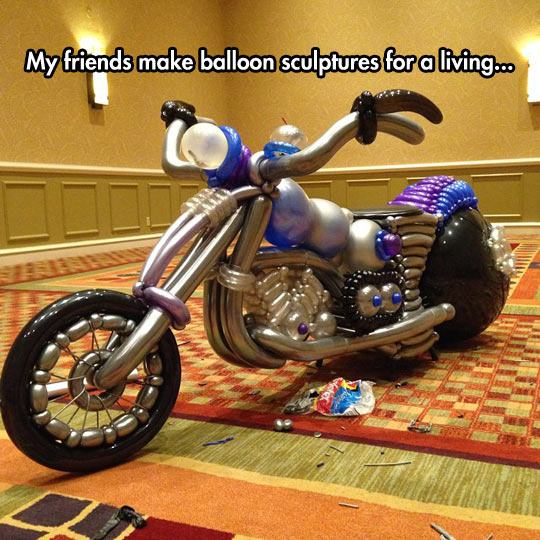 motorcycle balloon sculpture - My friends make balloon sculptures for a living...