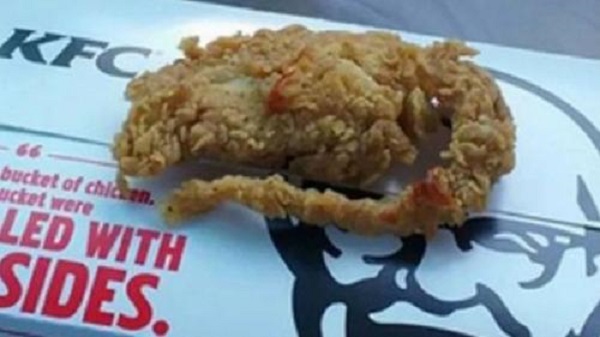 There's A Deep Fried Rat In My Meal. This one was hard not to believe since we've heard plenty of horror stories of people who have found the most nauseating things in their fast food meals. A man posted this photo on Facebook claiming that he had bit into it while munching on his 3-piece chicken tender meal. It turned out to be a hoax when the man refused to help KFC corporate with the investigation, and KFC showed another angle of the picture which revealed the hand-breaded white meat chicken.
