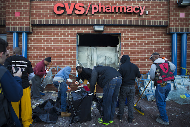 Following the significant but violent Baltimore protests, volunteers gathered at the epicenter of the action to clean up.
