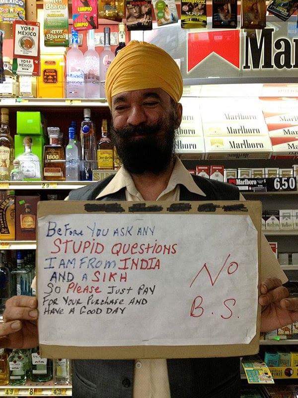 Sign in a 7/11 owned by a Sikh man