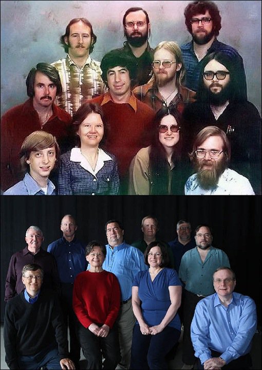 The Microsoft staff in 1978 and at their reunion is 2008