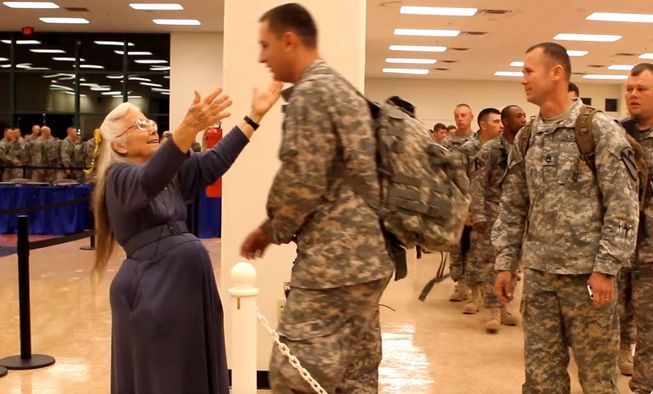 Elizabeth Laird aka hug lady. She has hugged over 500,000 soldiers who were going on deployment from Fort Hood. She died Christmas Eve from breast cancer.