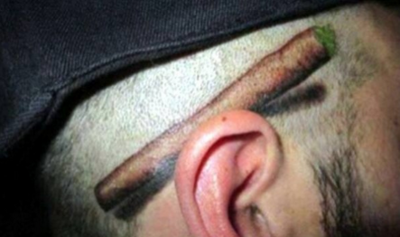 blunt behind ear tattoo