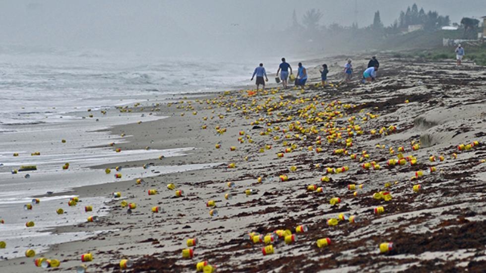 Thousands of Cafe Bustelo coffee cans were found on the beaches of Indialantic, Florida.