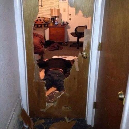 “Note to drunk John: that’s pretty impressive but damn it, doors have handles for a reason!”