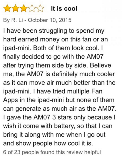 Amazon Review For A Fan