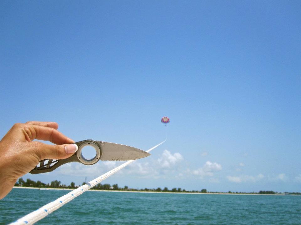 "We went parasailing yesterday and asked someone on the boat to take photos of us. We found this on our camera."
