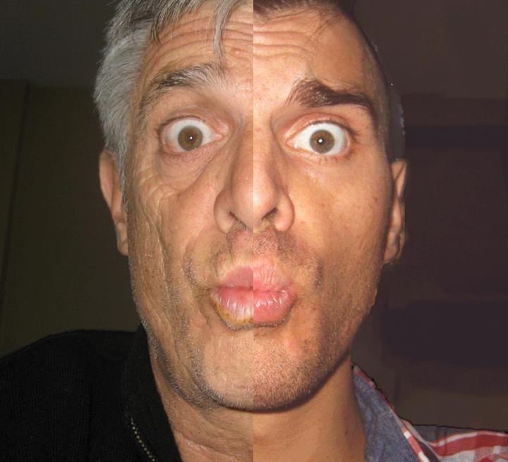 "I borrowed my dad's camera and found some duckface selfies, so I took one of my own and shopped half on."