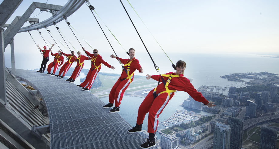 Go for a hands-free walk around the CN Tower's 116 story revolving restaurant while being harnessed at 1168 feet in the air in Toronto.