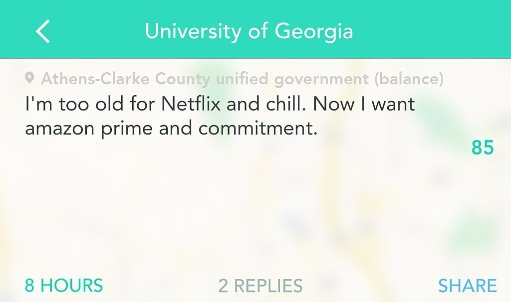 website - University of Georgia AthensClarke County unified government balance I'm too old for Netflix and chill. Now I want amazon prime and commitment. 85 8 Hours 2 Replies
