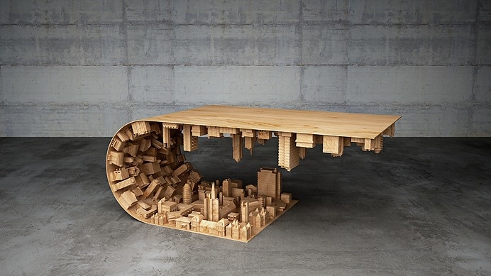 Have you ever seen anything quite like the Wave City "Inception" Coffee Table? The limited edition piece is made of wood, steel, and 3D printed technology.