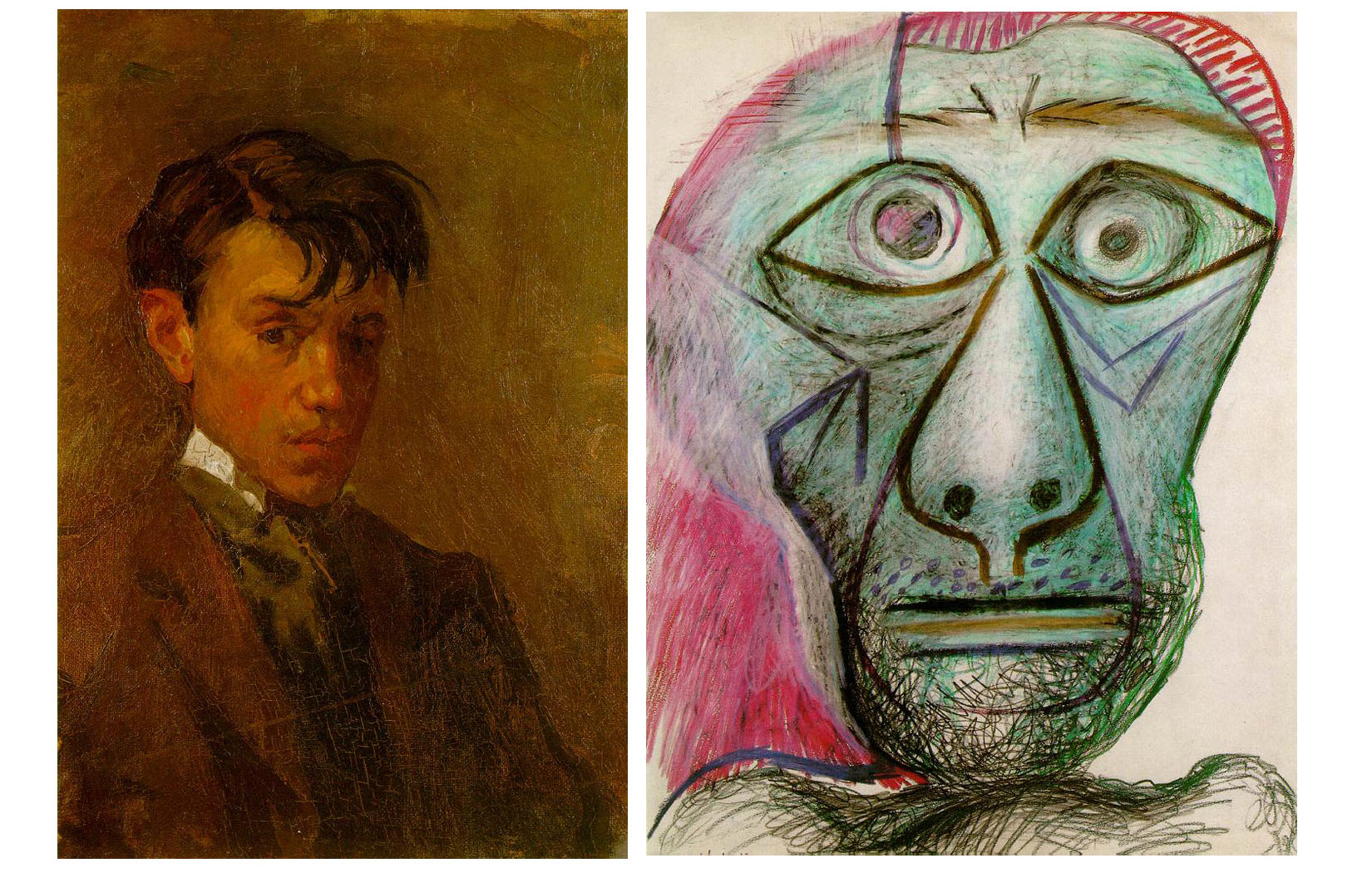 Picasso’s self portrait age 16 vs self-portrait age 72