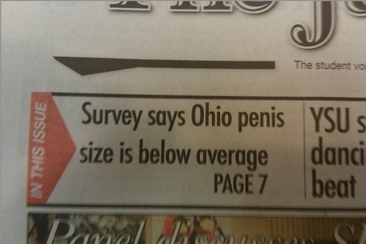 funny ohio - The student vo Ysu S In This Issue Survey says Ohio penis size is below average Page 7 Panel Com