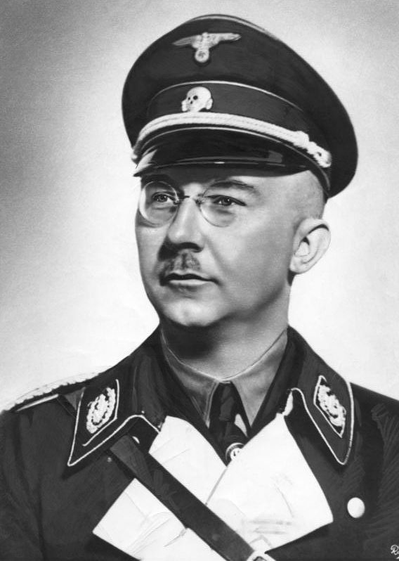 Himmler was one of the most powerful members of the Nazi party and was responsible for the deaths of between 6-7 million Jewish Poles, Russians, and communists. This sick man had furniture and books made from the bones and the skins of his Jewish victims.