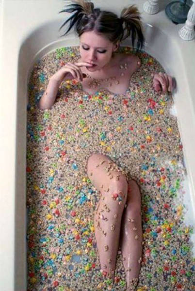 milk bath photoshoot cereal