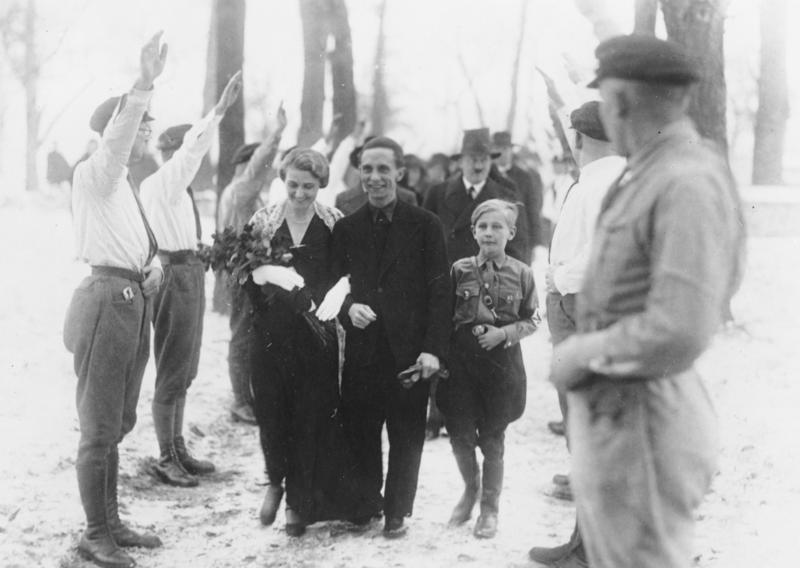 Joseph Goebbels on his wedding day, with best man and mass murderer Adolf Hitler in tow.