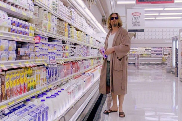 The Big Lebowski: In the beginning of the movie when the dude is buying milk at Ralph’s he makes out the check for September 11, 1991, then glances up and sees George Bush Sr. on the TV talking about invading Iraq, saying “This aggression will not stand.” Astonishing coincidence? Probably so.