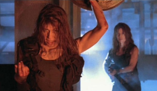 Terminator 2: Judgment Day: By the end of the movie, in the factory, two Sarah Connors can be seen in the same take: the “real” Sarah and the T-1000 disguised as Sarah (confusing her son as to who is his real mother). The fake Sarah is actually Linda Hamilton’s real-life twin in her first and only film role. In this case, no special effects or stand-in were necessary.