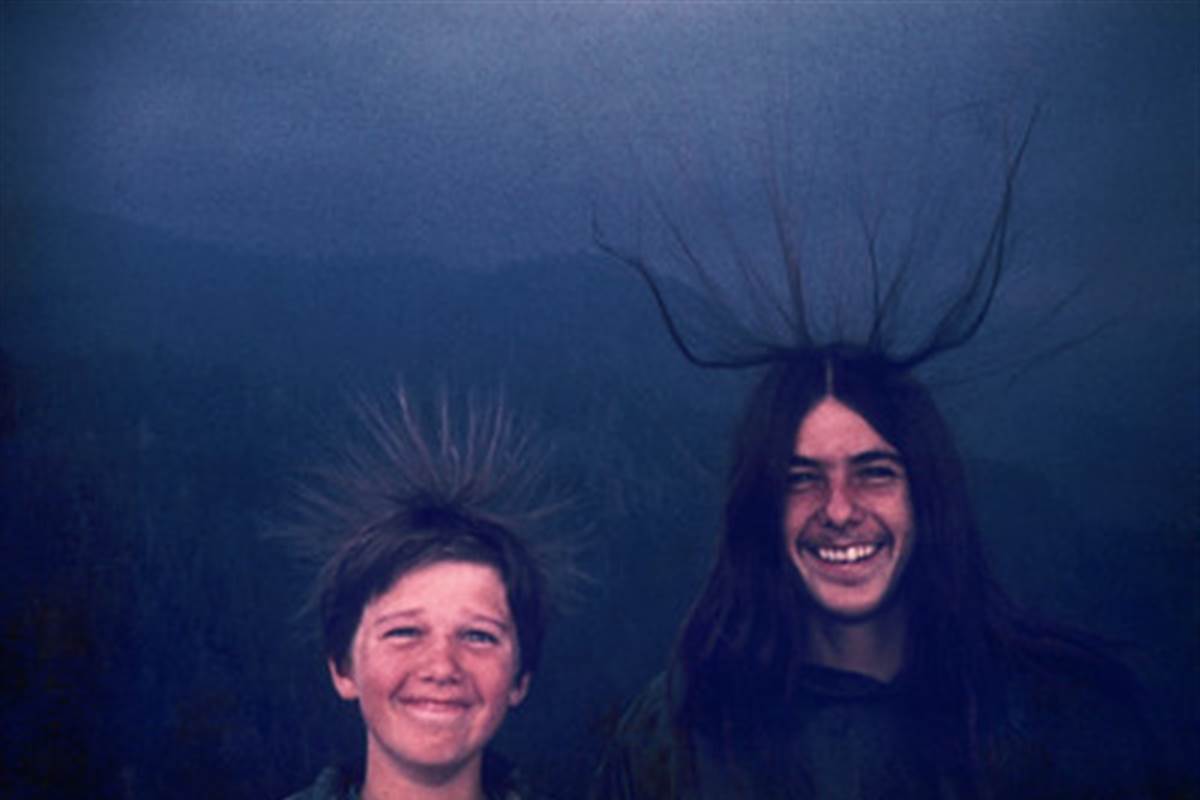 Two brothers pose for a photo in Sequoia National Park moments before getting struck by lightning in August, 1975
