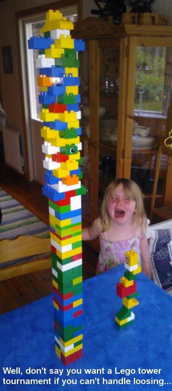 lego tower contest - Well, don't say you want a Lego tower tournament if you can't handle loosing..