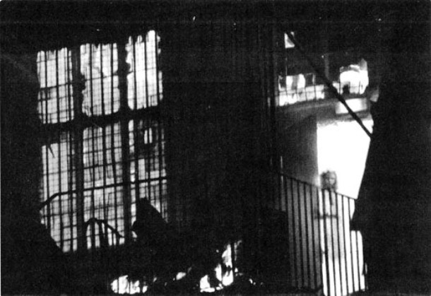 This photo of a young girl looking out from a raging fire was taken during a 1995 structure fire at Wem town hall in Shropshire, England. Shot from across the street by a local photographer, nothing unusual was seen at the time but once the negative was developed, he noticed what appeared to be a young girl standing in the doorway of the burning building.