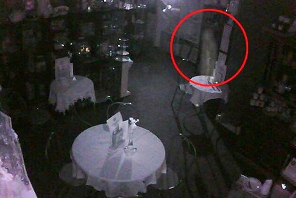 In 2012, a transparent apparition was caught on a security camera at the Curiositeaz Vintage Tea Room in Perth, Scotland. Dan Clifford, the owner of the tea room, said he and his staff had been experiencing bizarre things and hearing strange voices prior to the incident.