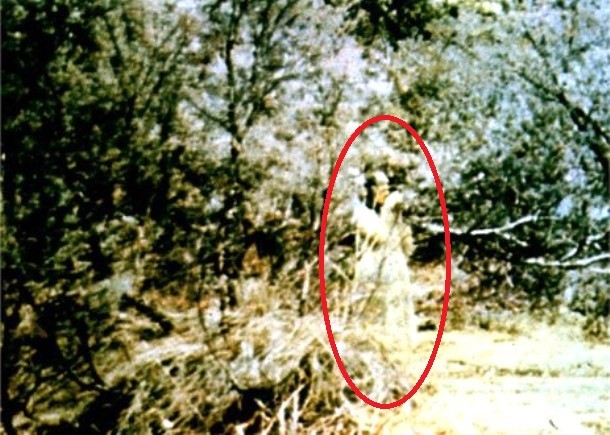 Taken by Reverend R.S. Blance at Corroboree Rock, at Alice Springs, Northern Territory, Australia in 1959, this famous photograph appears to show a transparent figure of a woman holding her hands toward her face, peering out into the distance.