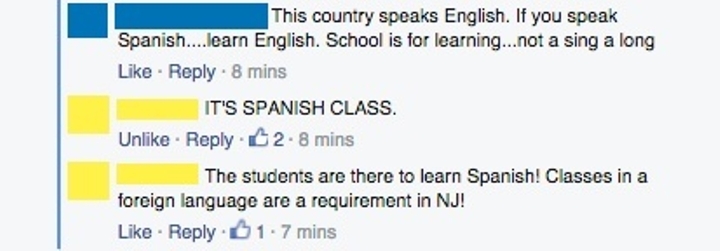 diagram - This country speaks English. If you speak Spanish....learn English. School is for learning...not a sing a long 8 mins It'S Spanish Class. Un 28 mins The students are there to learn Spanish! Classes in a foreign language are a requirement in Nj! 