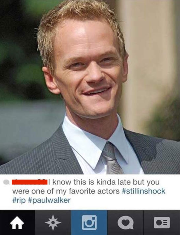 neil patrick harris forehead - I know this is kinda late but you were one of my favorite actors