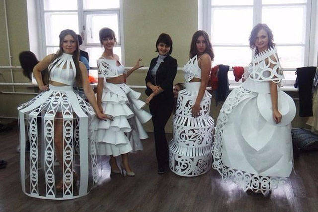 dresses made out of a paper