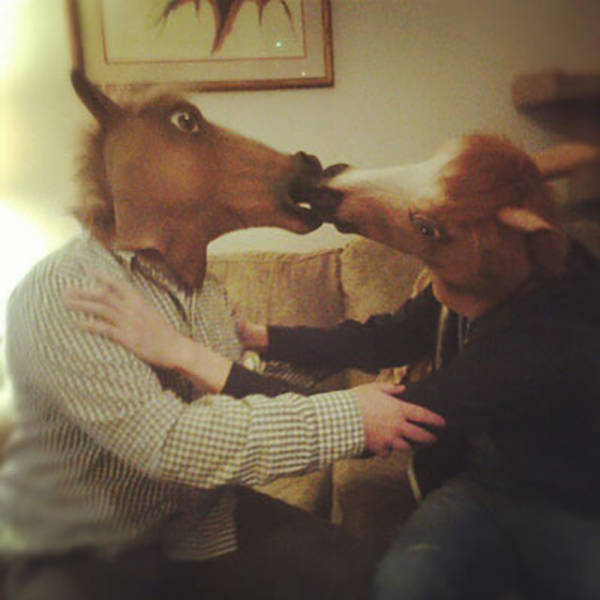 horse mask kissing