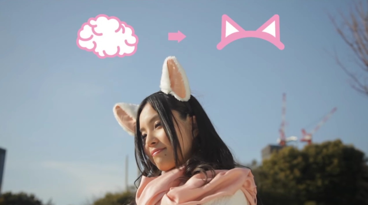 A pair of cat ears you can wear that move based on your mood.