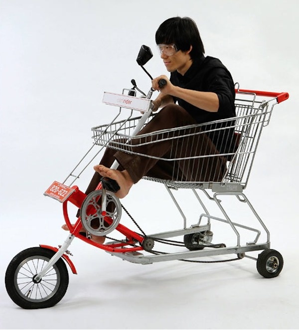 A shopping cart bike.