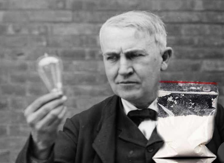 Thomas Edison: Cocaine. This American inventor used the cocaine of the day – Bordeaux wine laced with coca leaves, a plant that’s the main ingredient in cocaine.