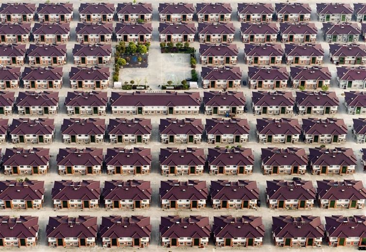 Rows of identical houses in China.