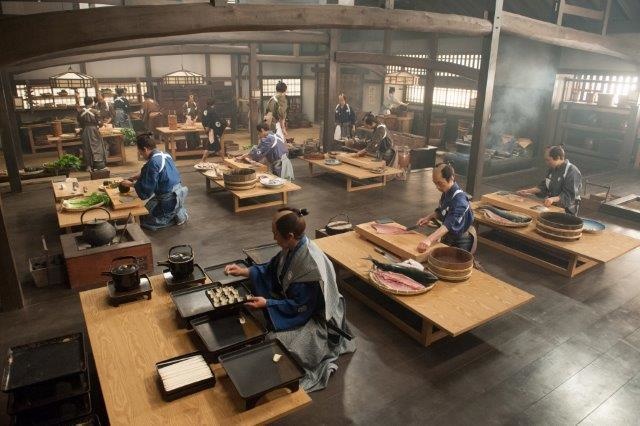 A screenshot of A Tale of Samurai Cooking: A True Love Story, a film set in the Kaga Domain of Japan’s Edo period.