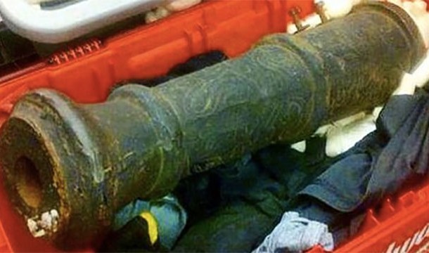 This centuries old cannon barrel confiscated at Kahului Airport in Hawaii